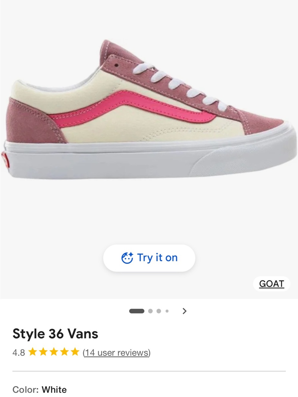 Vans Kids' Style 36 Old Skool Low-Top sneaker in Pink Mauve Rose Beige. Size 6